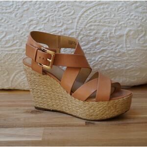 Michael Kors Celia Espadrille Wedge Buckle Platform Sandals Size 7